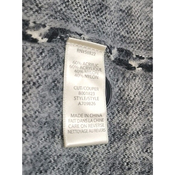 Max Studio Black White L Houndstooth Angora Look Long Coat Super Soft Knit - Picture 6 of 11